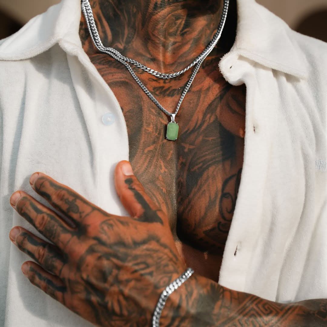 Aventurine x Cuban Set | Silver - Image 4