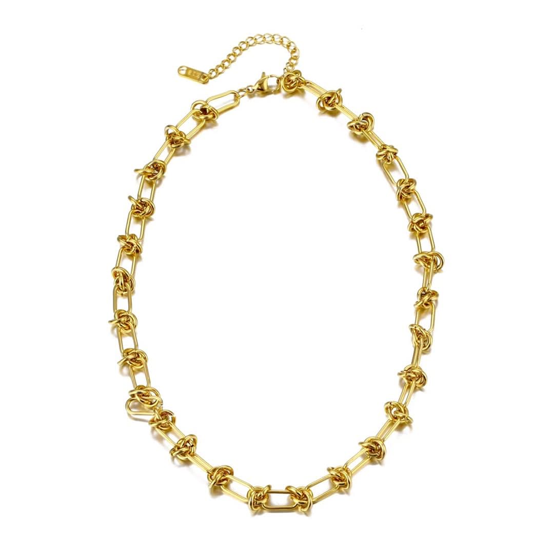 Chunky Knot Link Chain Necklace Gold - Image 2