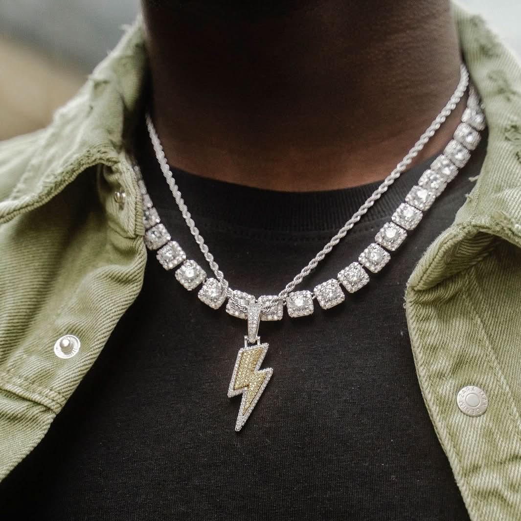 Clustered Tennis Chain White Gold | 10mm - Image 5