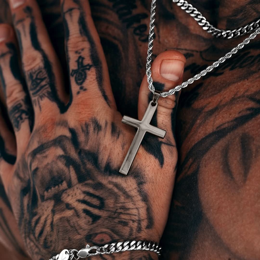 Cross Pendant | Gun Metal & Silver - Image 4
