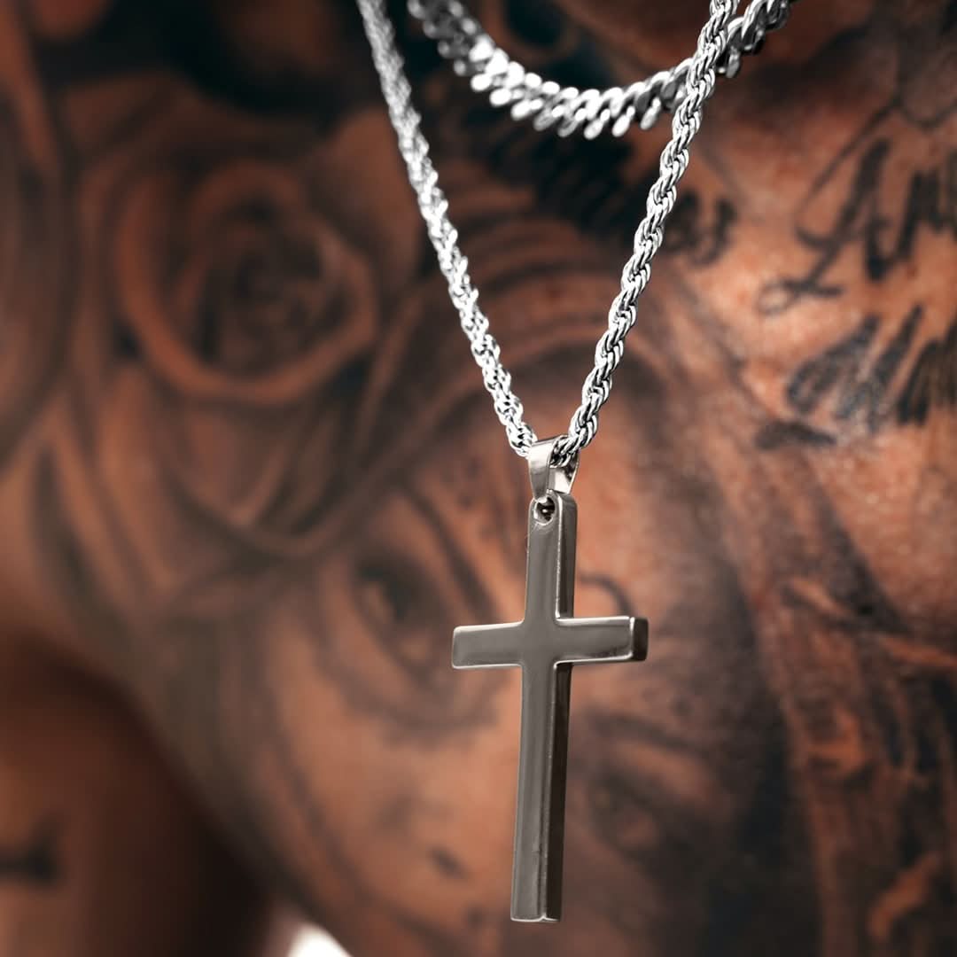 Cross Pendant | Gun Metal & Silver - Image 5