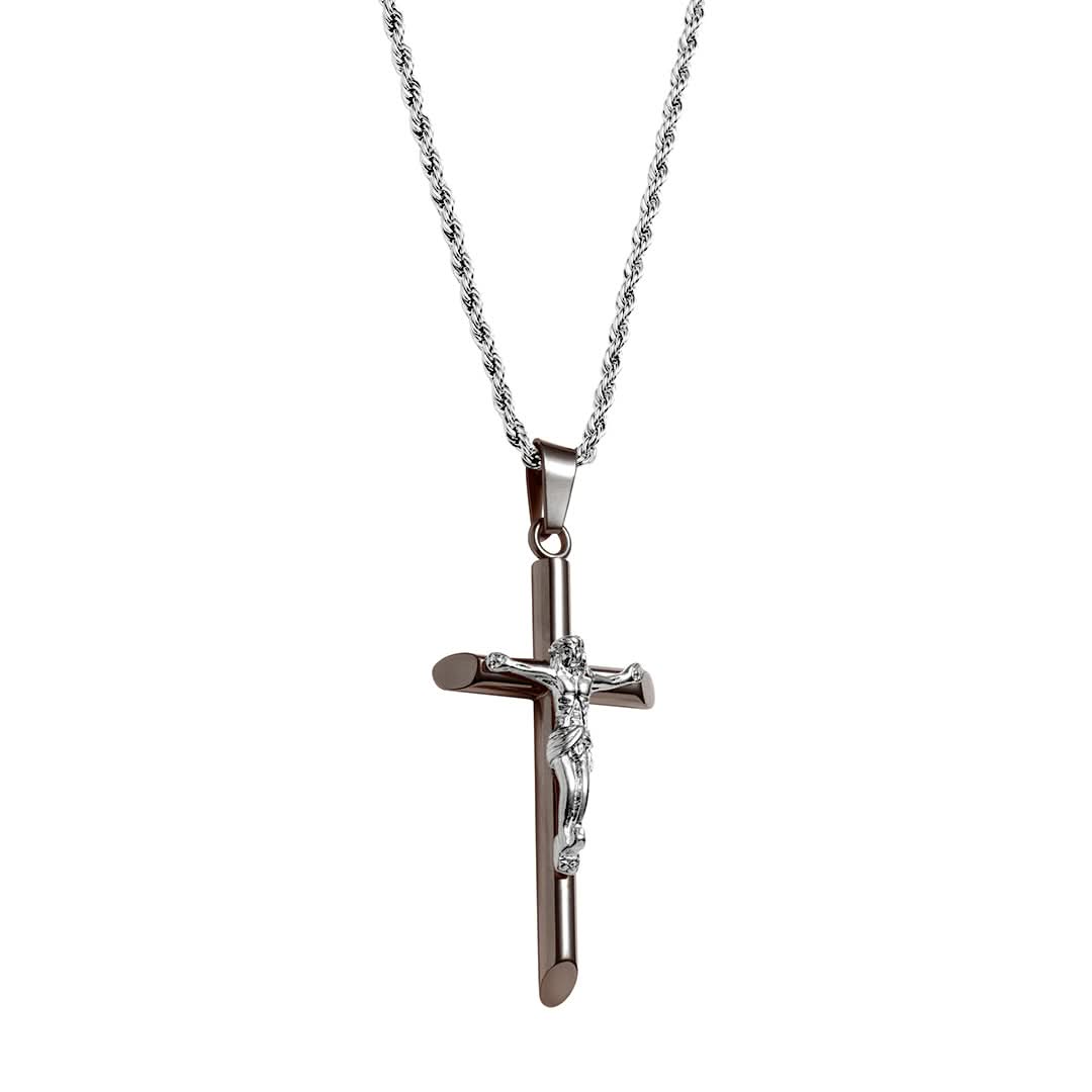 Crucifix Pendant | Gun Metal & Silver - Image 5