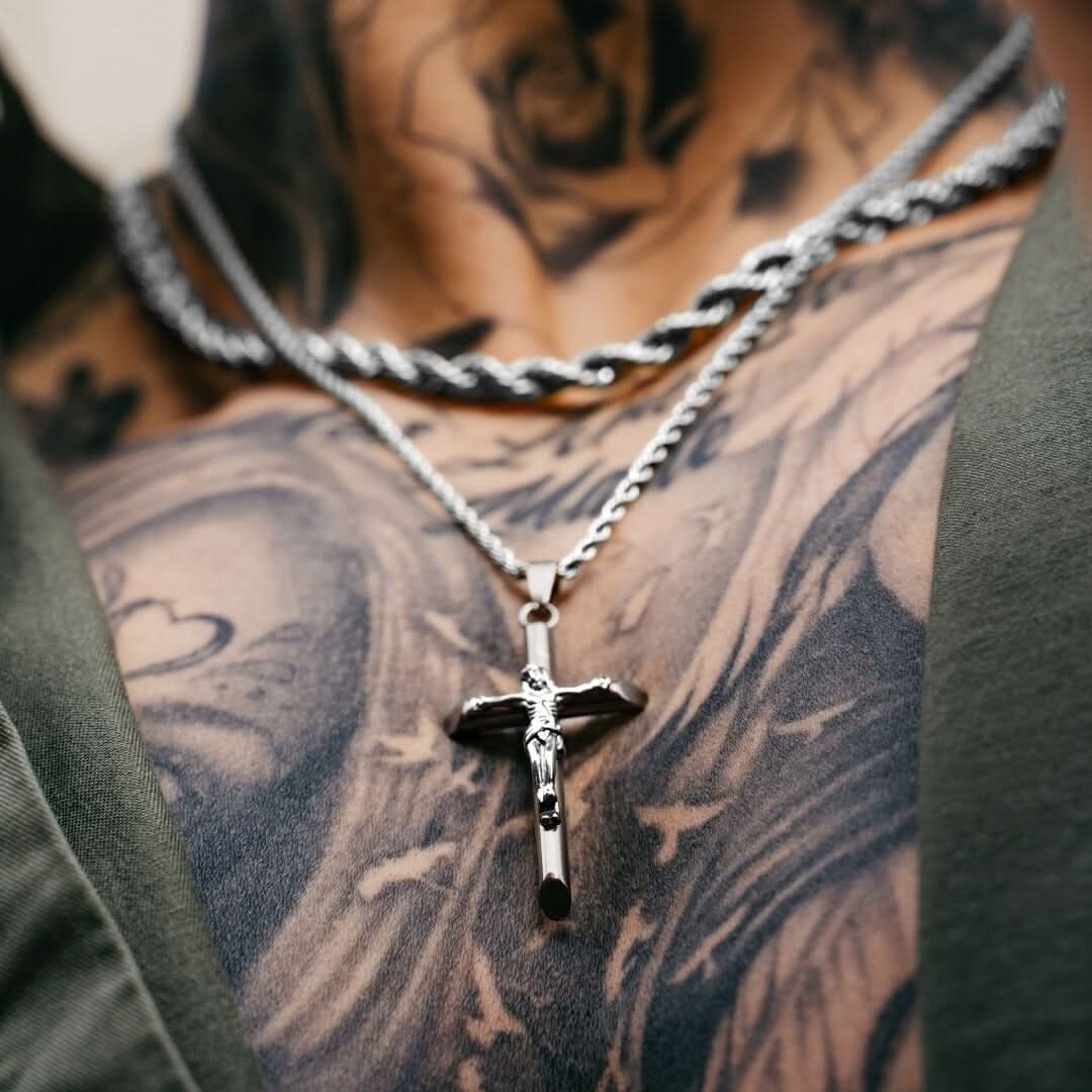Crucifix Pendant | Gun Metal & Silver - Image 6