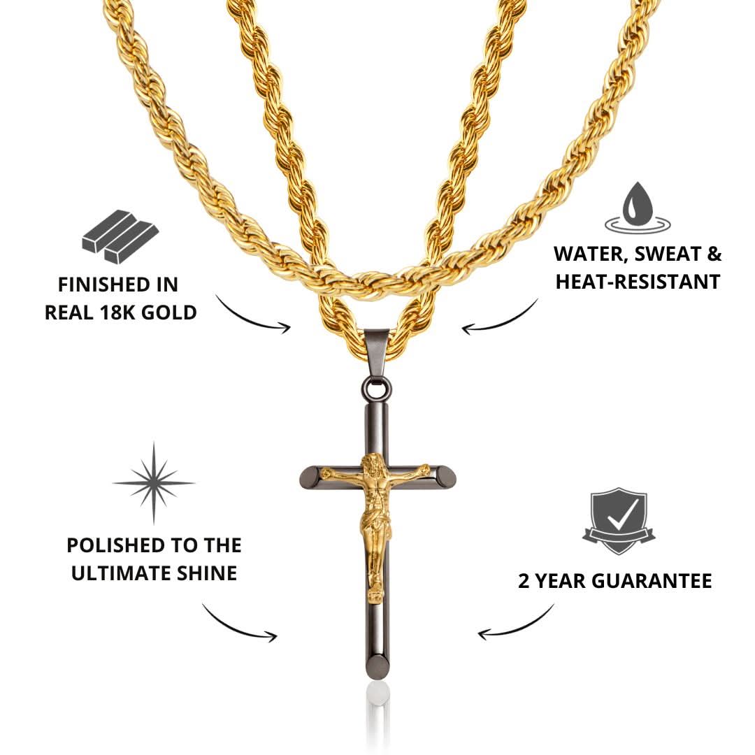 Crucifix x Rope Set | Gun Metal & Gold - Image 3