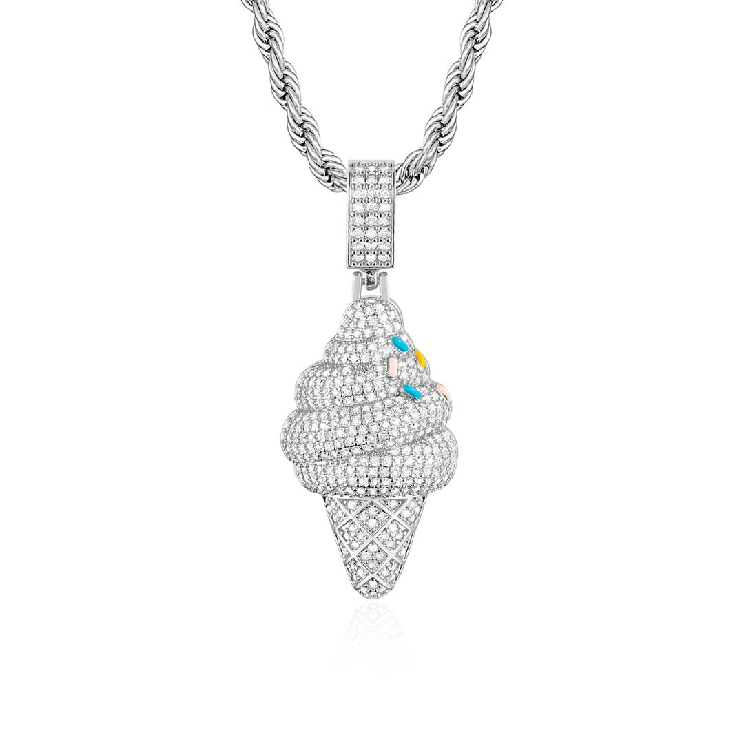 Iced Cream Pendant | White Gold