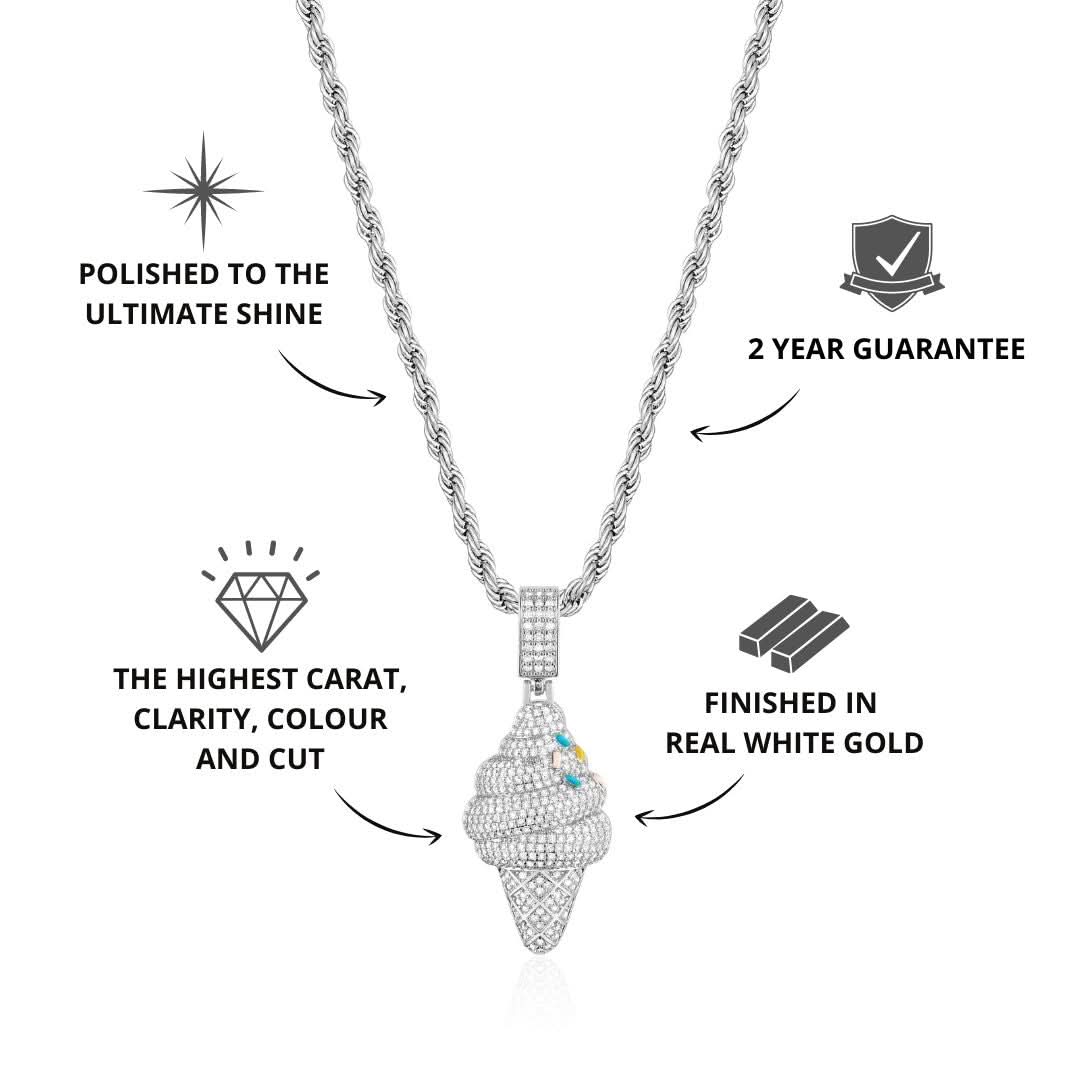 Iced Cream Pendant | White Gold - Image 2