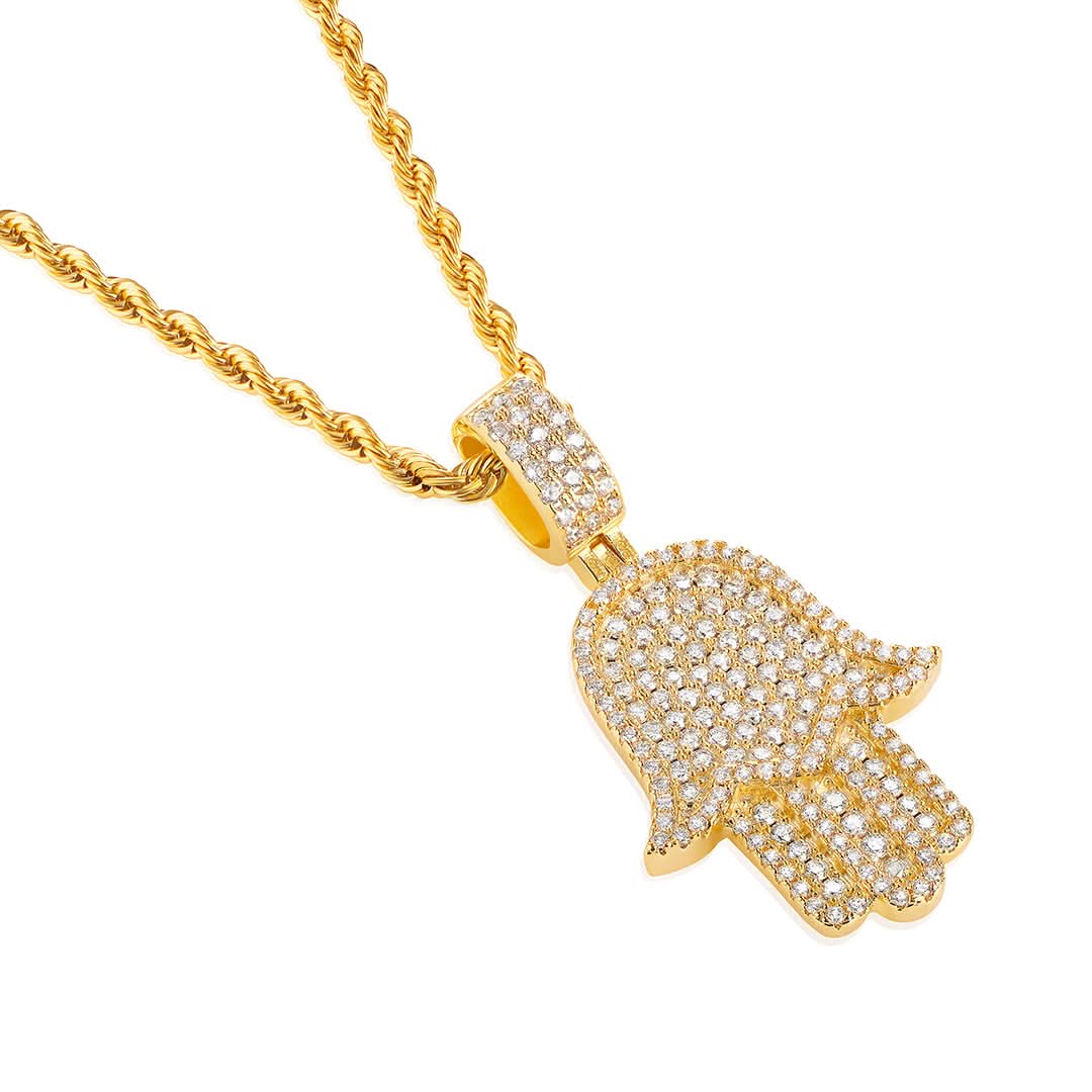 Iced Hamsa Pendant | Gold - Image 3