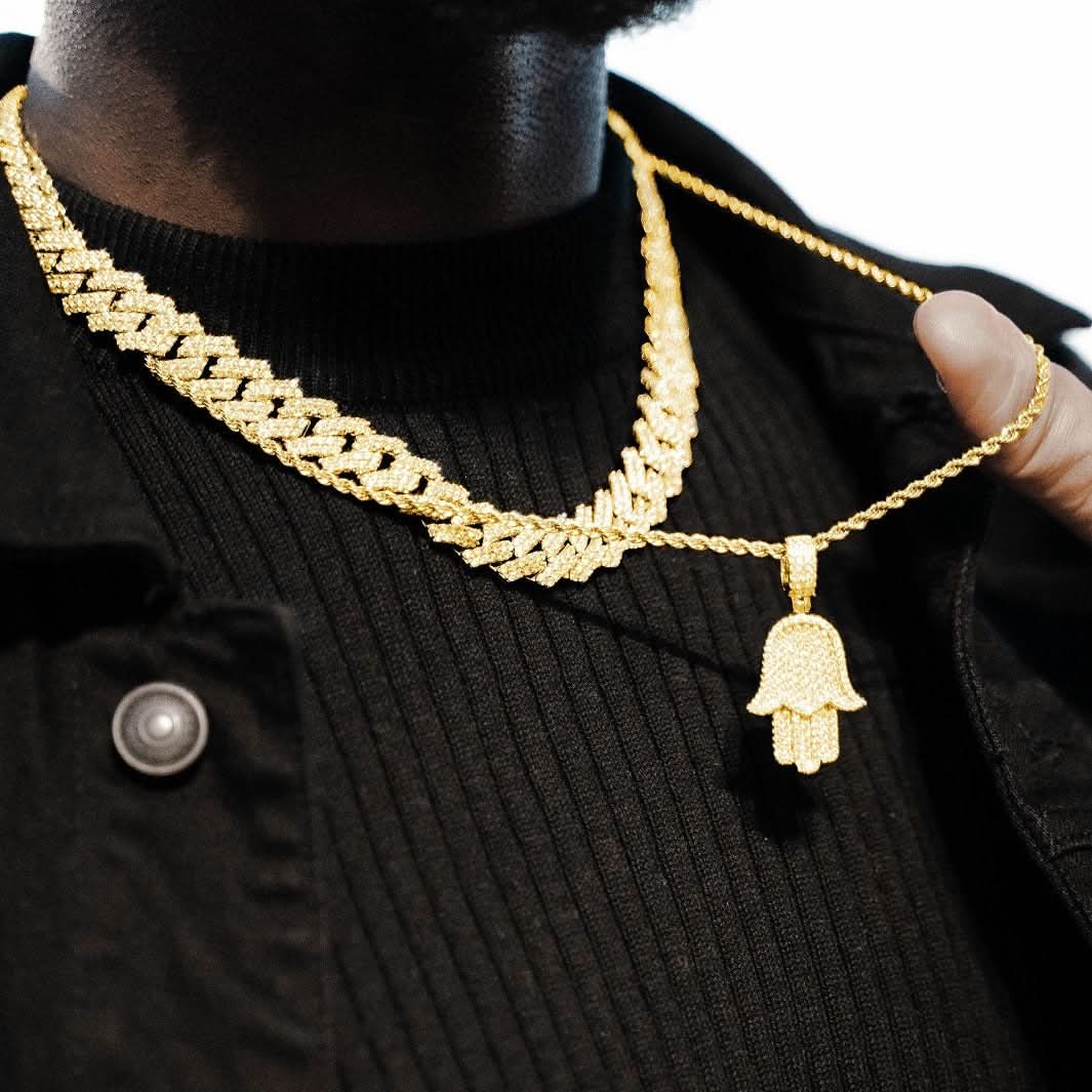 Iced Hamsa Pendant | Gold - Image 4