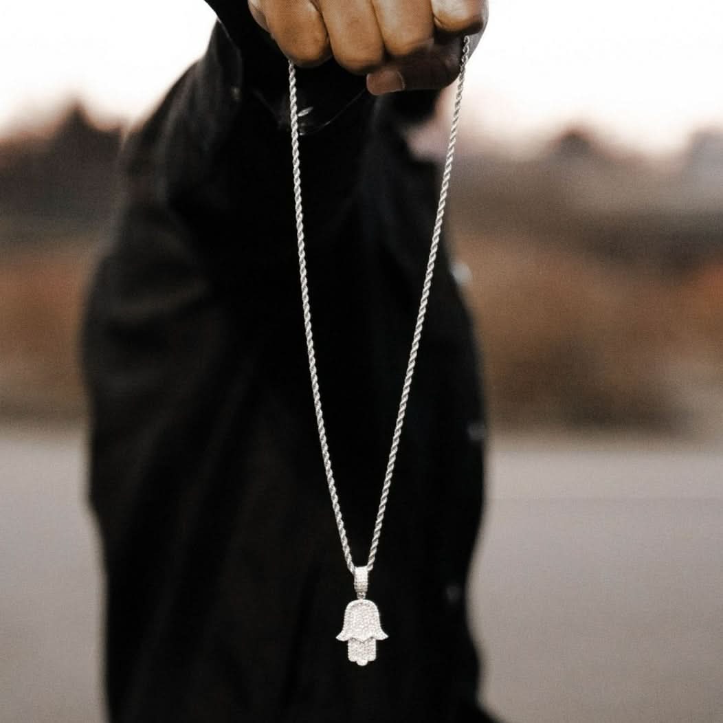 Iced Hamsa Pendant | White Gold - Image 7