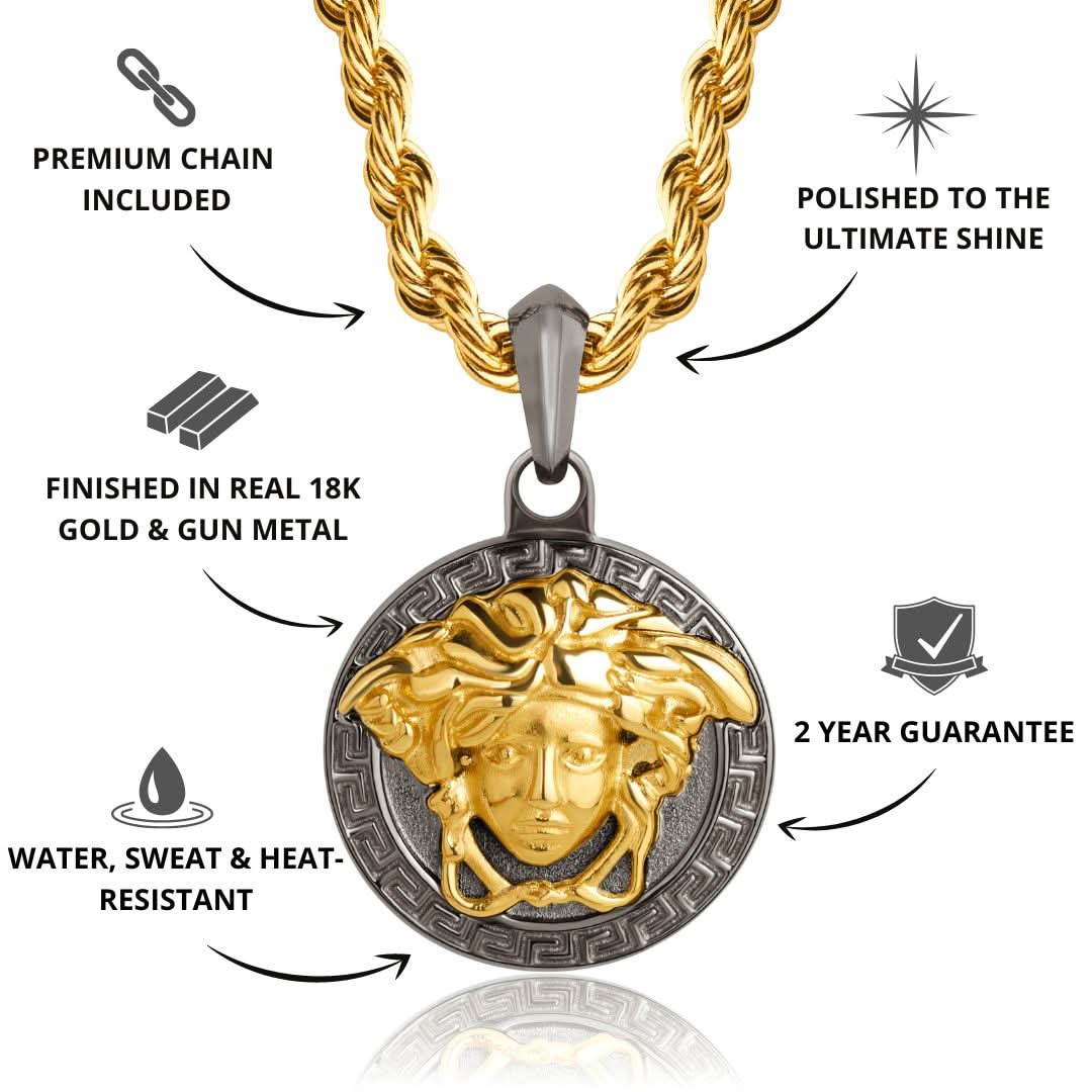 Medusa Pendant | Gun Metal & Gold - Image 3