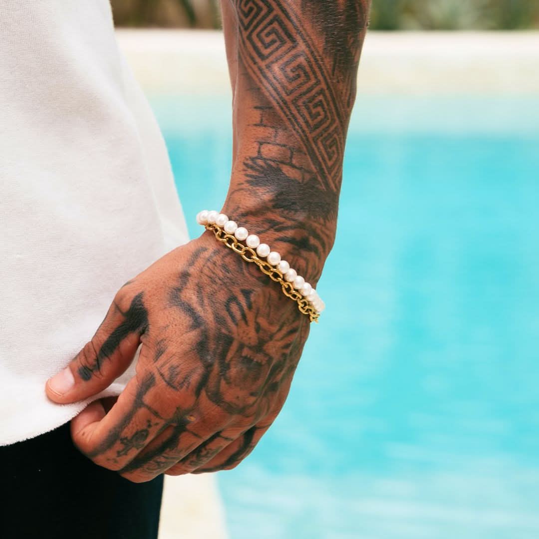 Pearl x Oval Link Bracelet | Gold - Image 3