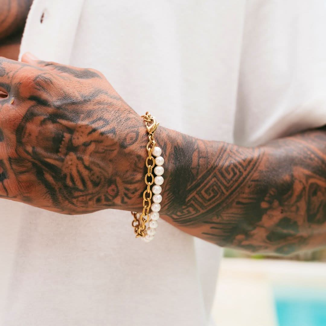 Pearl x Oval Link Bracelet | Gold - Image 6