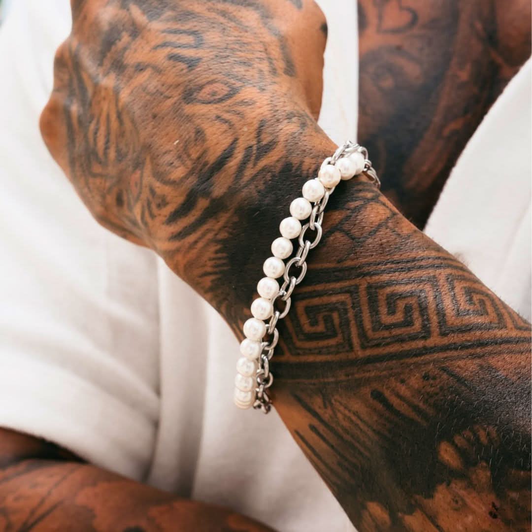 Pearl x Oval Link Set | Silver - Image 4