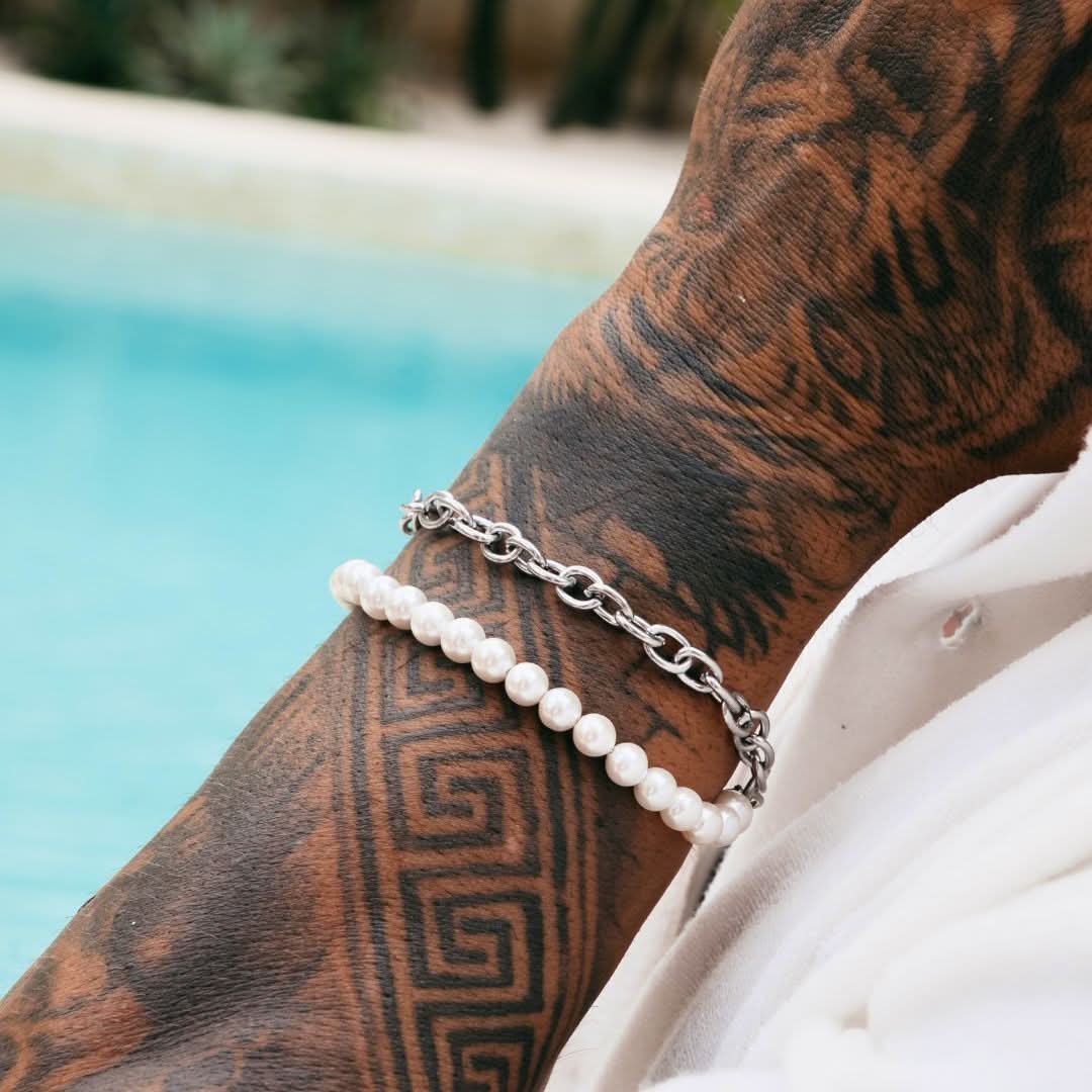 Pearl x Oval Link Set | Silver - Image 7