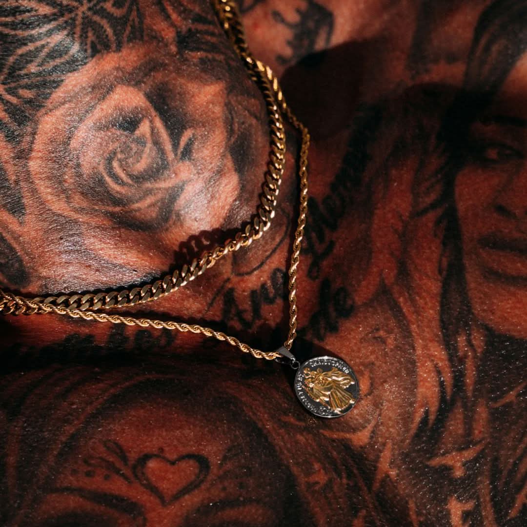 St Christopher x Cuban Set | Gun Metal & Gold - Image 4
