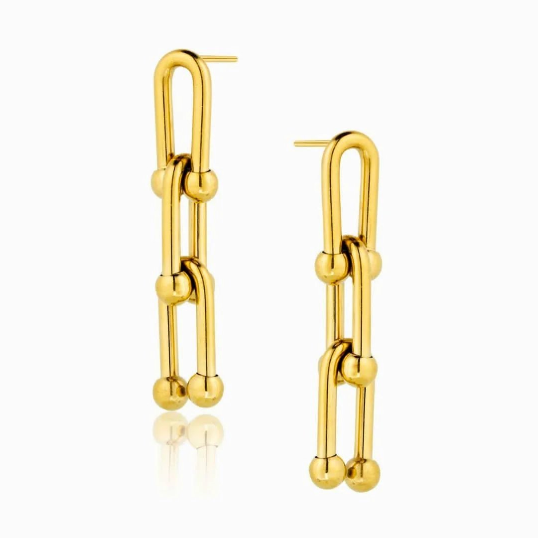 Chunky U Link Earrings Gold