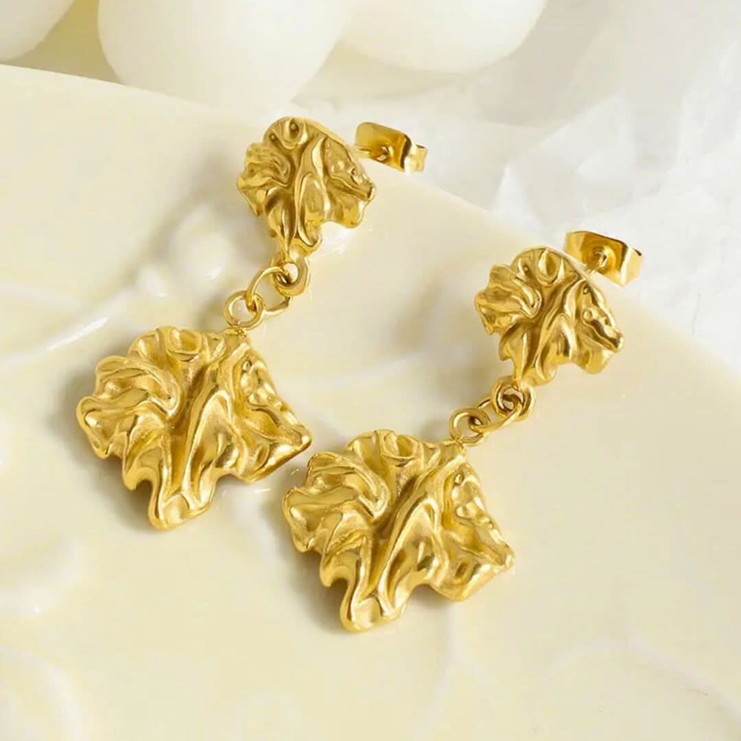 Molten Drop Earrings Gold - Image 3